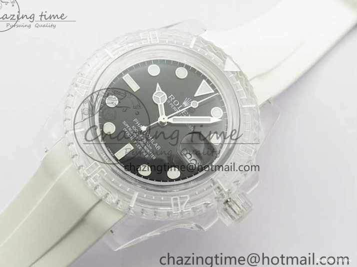 0112 Submariner Phantomlab Transparent KZF Best Edition Black Dial on White Rubber Strap VR StreetReady 2567